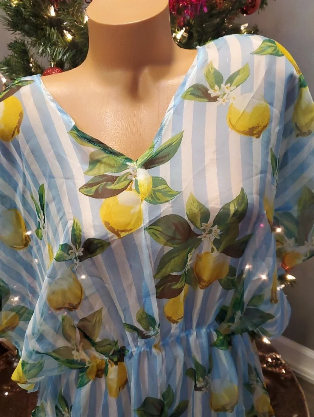 west loop Blue & Yellow Lemon-Print Swim Coverup
